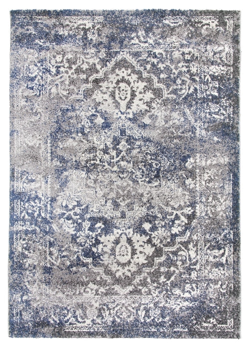 Antika Medallion Distressed Rug - Navy