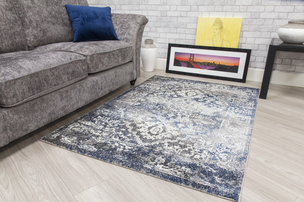 Medallion Distressed Navy Rug - Antika