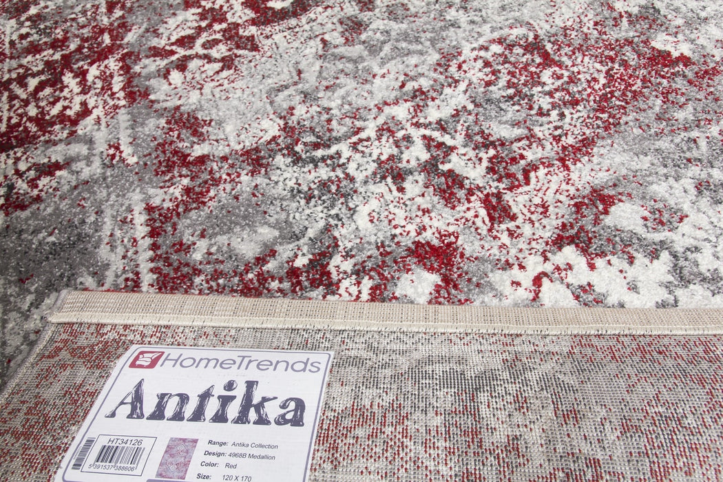 Medallion Distressed Red Rug - Antika