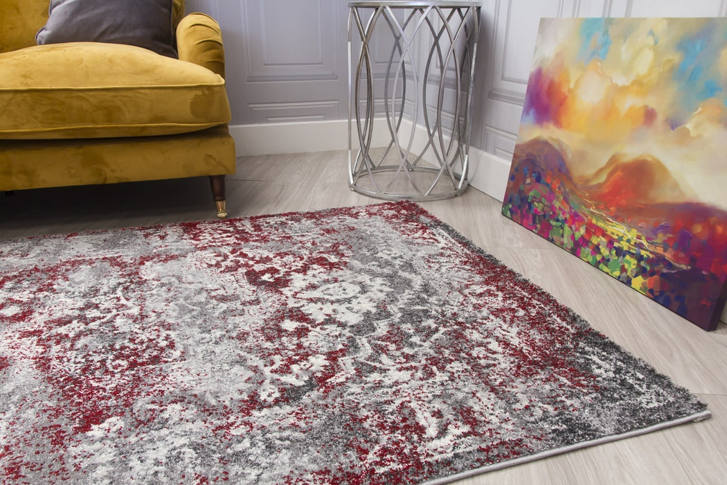 Medallion Distressed Red Rug - Antika