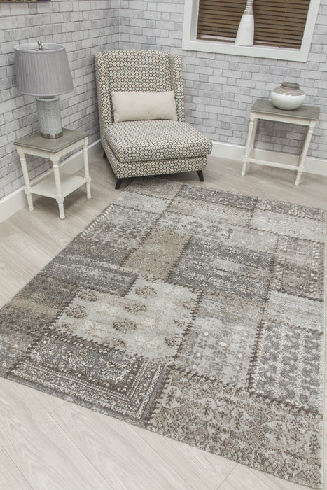 Greige Patchwork Rug - Antika