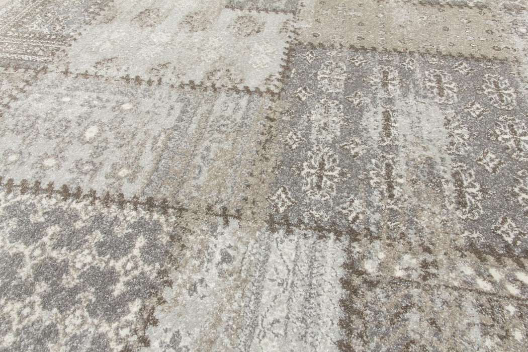 Greige Patchwork Rug - Antika