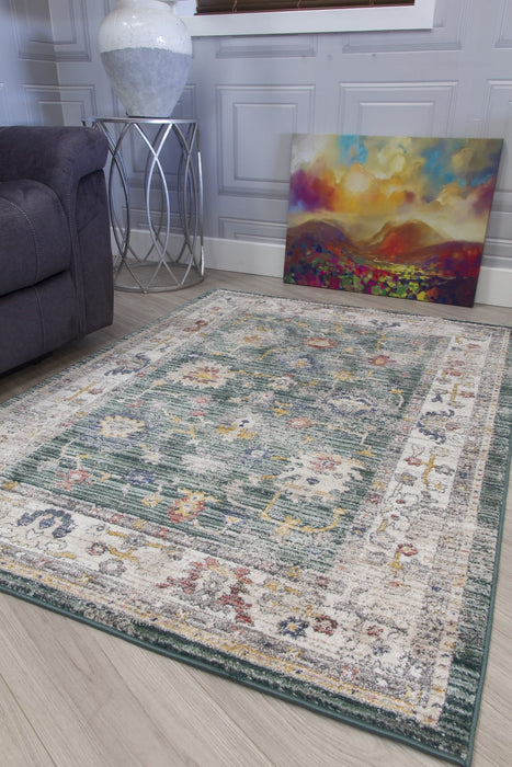 Green Distressed Rug - Boho Vesta