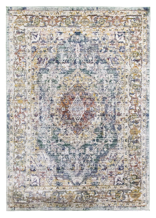 Green Distressed Rug - Boho Medallion