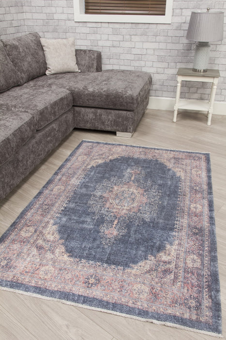 Navy Pink Distressed Rug - Modena Hamadan