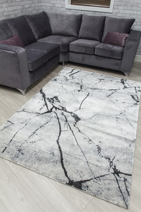 Grey Abstract Rug - Rococo Glacial