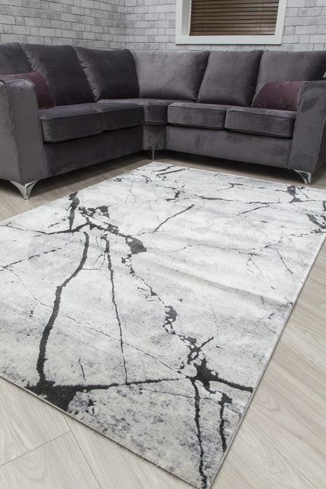 Grey Abstract Rug - Rococo Glacial