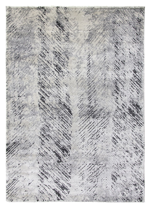 Grey Black Abstract Rug - Rococo Feathered