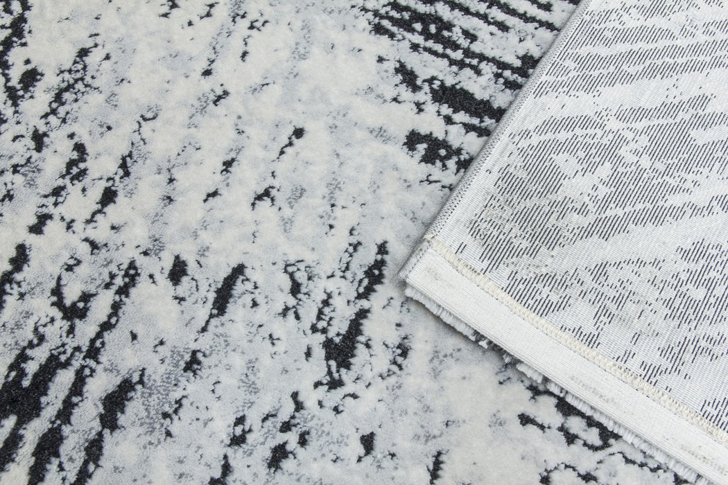 Grey Black Abstract Rug - Rococo Feathered