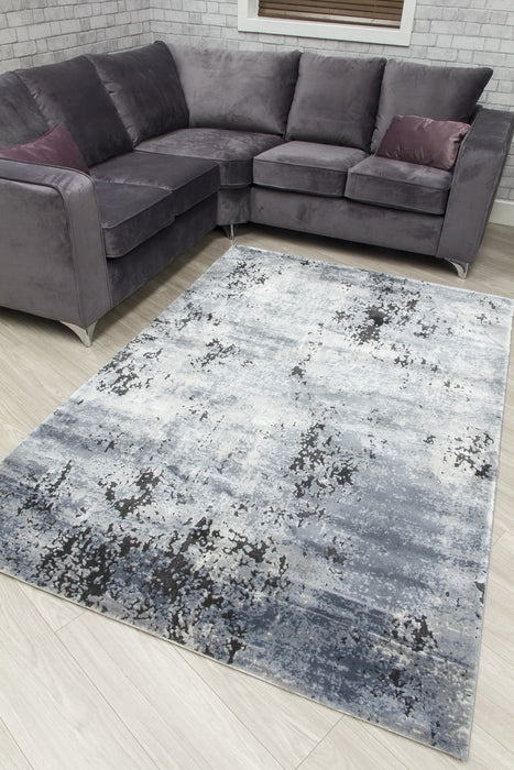 Grey Black Abstract Rug - Rococo Shadows