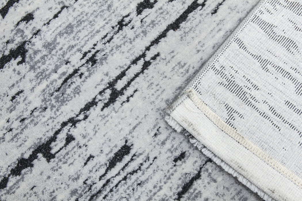 Grey Black Abstract Rug - Rococo Crevassi