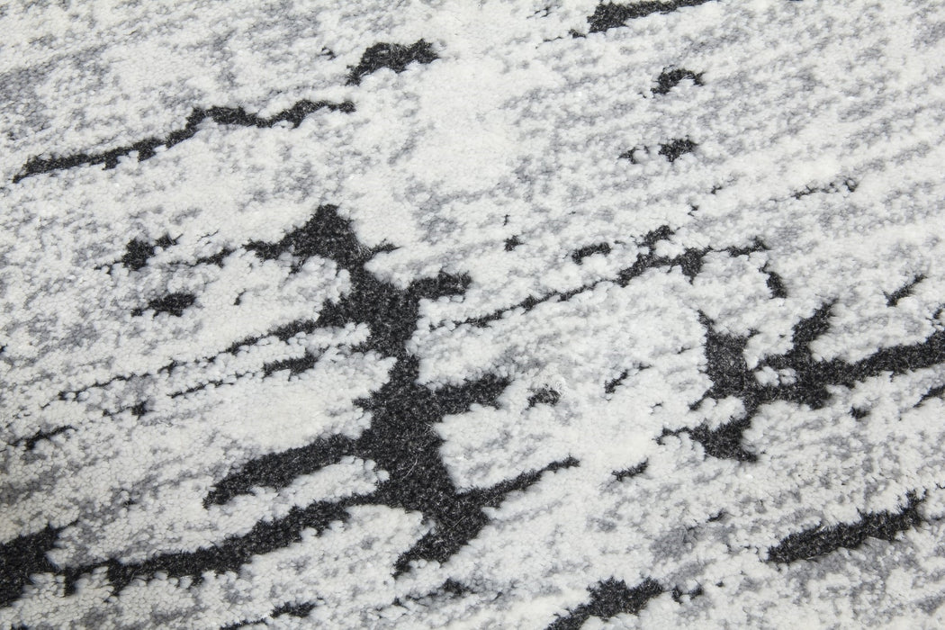 Grey Black Abstract Rug - Rococo Crevassi