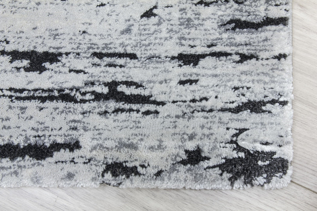 Grey Black Abstract Rug - Rococo Crevassi