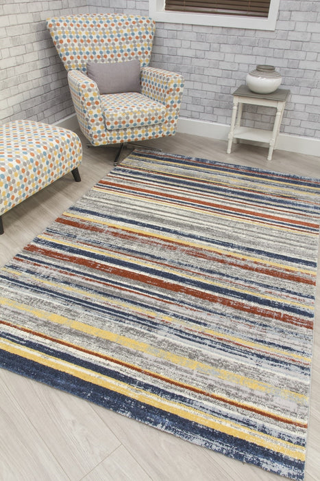 Multicoloured Stripes Modern Rug - Carousel