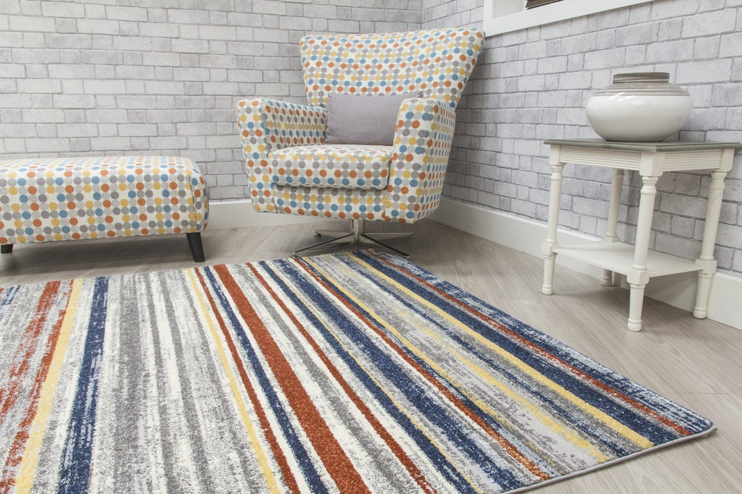 Multicoloured Stripes Modern Rug - Carousel