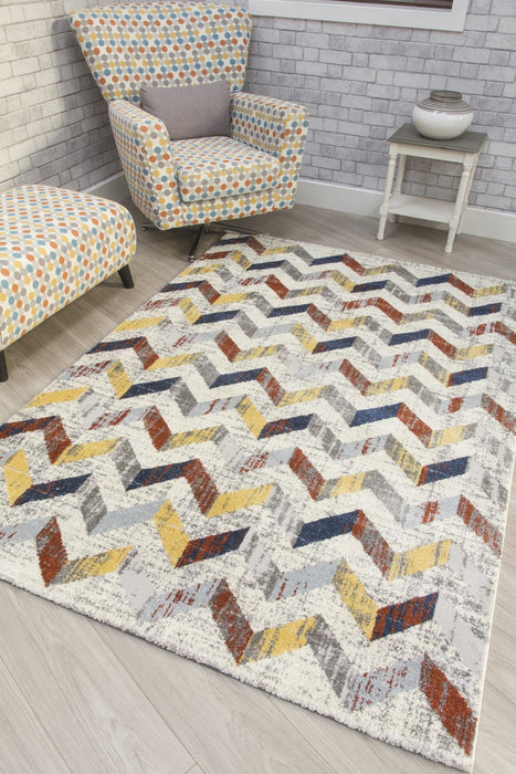 Multicoloured Chevron Modern Rug - Carousel