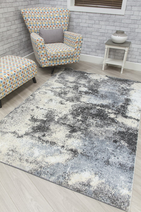 Grey Blue Abstract Modern Rug - Callisto Storm