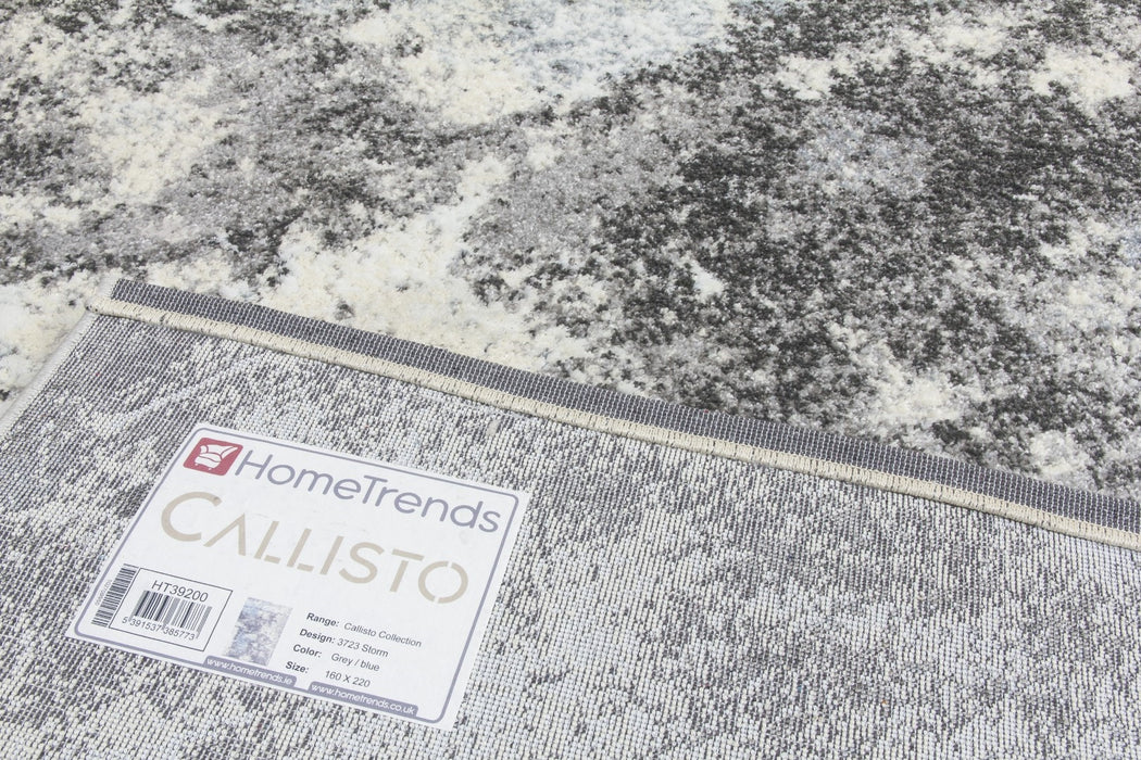 Grey Blue Abstract Modern Rug - Callisto Storm