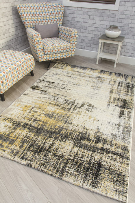 Yellow Cream Abstract Modern Rug - Callisto Accents