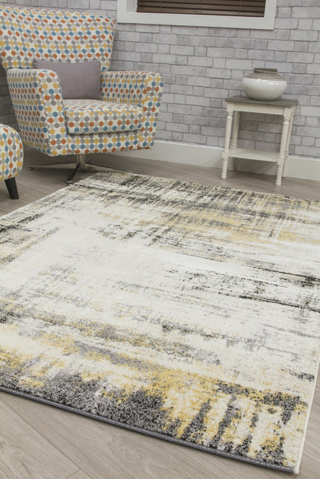 Yellow Cream Abstract Modern Rug - Callisto Accents