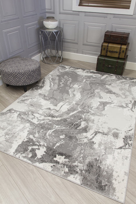 Grey Abstract Modern Rug - Casino Marble