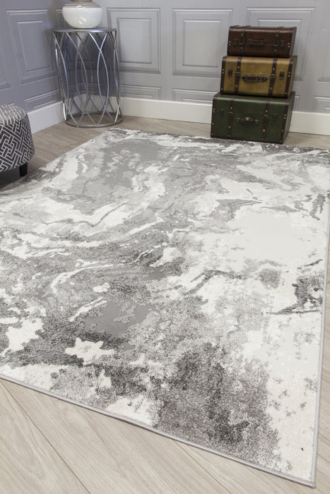 Grey Abstract Modern Rug - Casino Marble