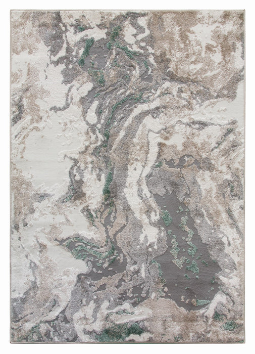 Green Greige Abstract Modern Rug - Casino Marble