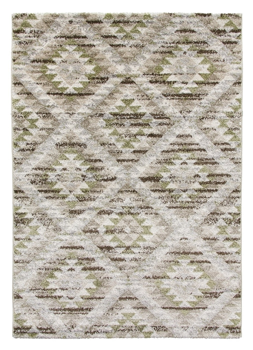 Geometric Green Rug - Ardenne Azteca