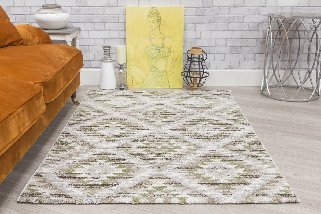 Geometric Green Rug - Ardenne Azteca