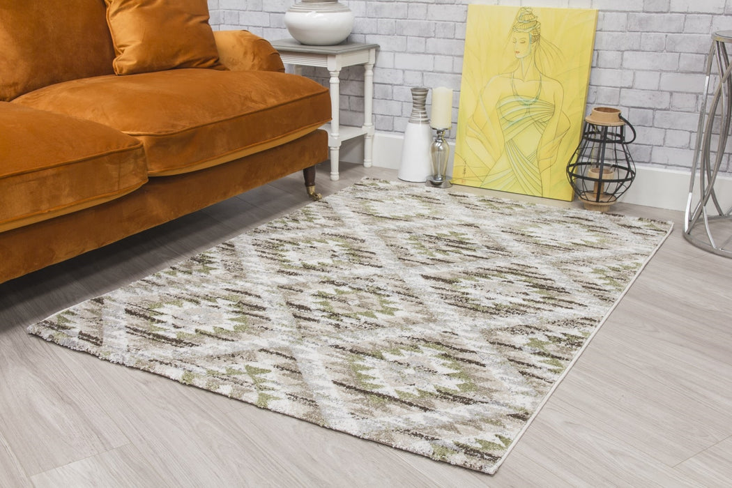 Geometric Green Rug - Ardenne Azteca