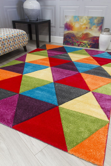 Multicolour Triangles Modern Rug - Candy