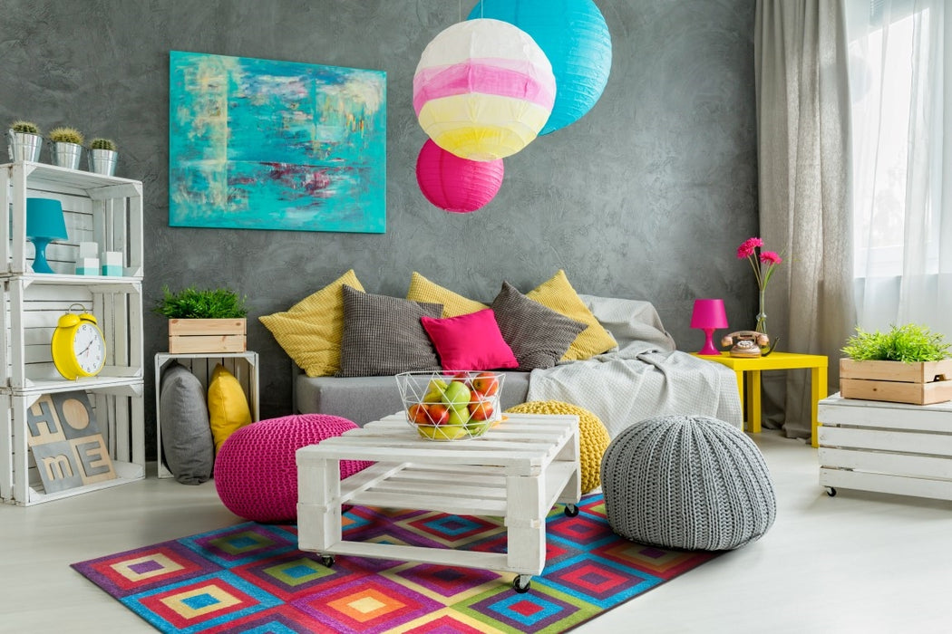 Multicolour Squares Modern Rug - Candy