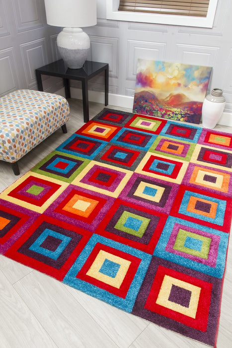 Multicolour Squares Modern Rug - Candy