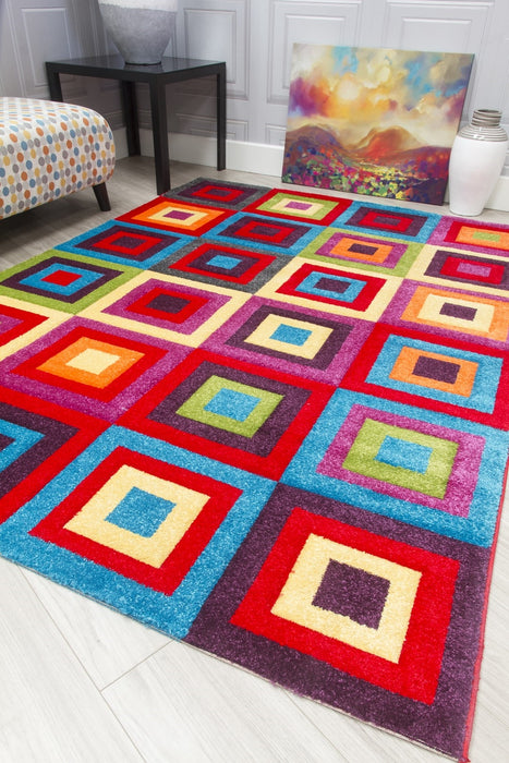 Multicolour Squares Modern Rug - Candy