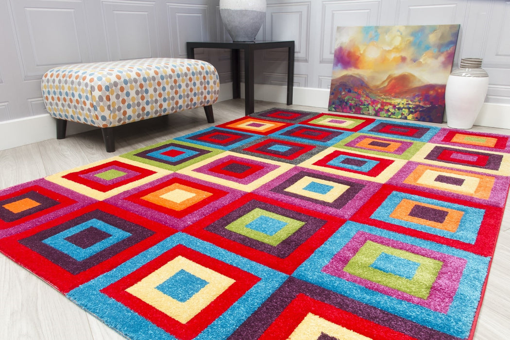 Multicolour Squares Modern Rug - Candy