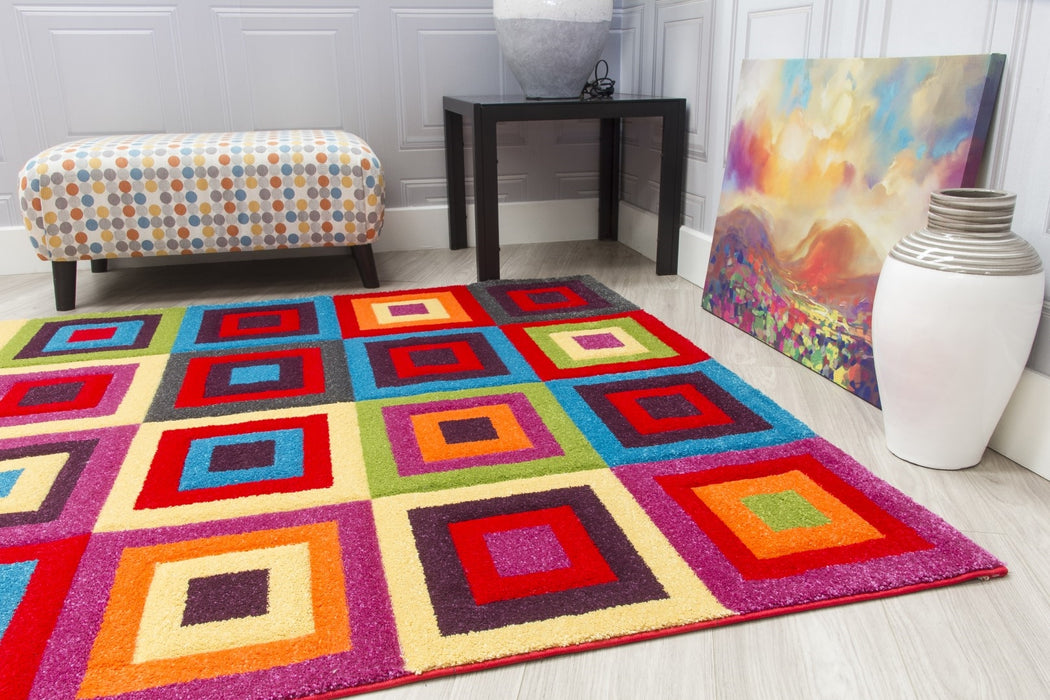 Multicolour Squares Modern Rug - Candy