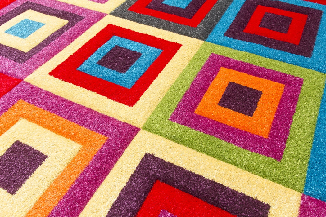 Multicolour Squares Modern Rug - Candy