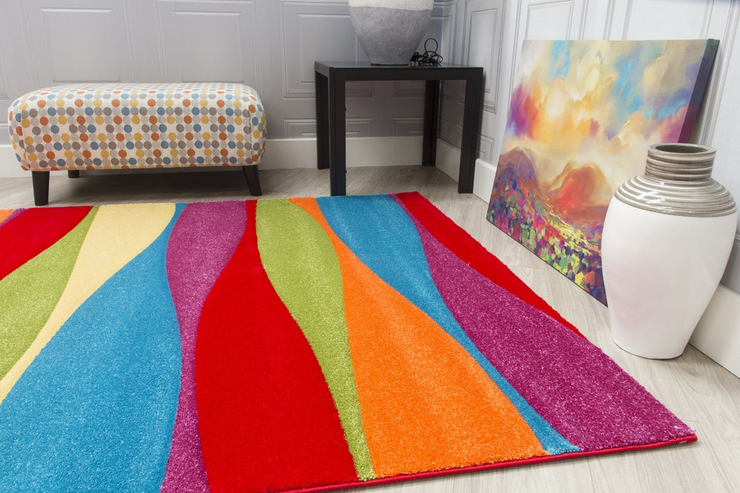 Multicolour Waves Modern Rug - Candy