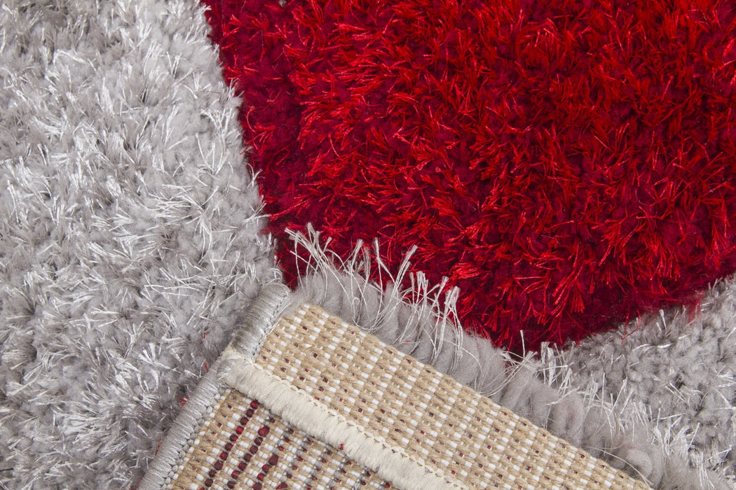 Luxus Cascade - 3D Shaggy Rug - Grey/Red