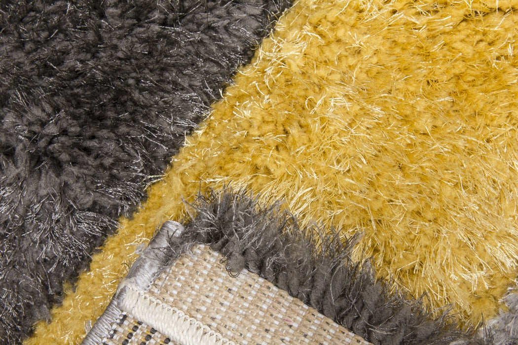 Luxus Cascade - 3D Shaggy Rug - Grey/Yellow