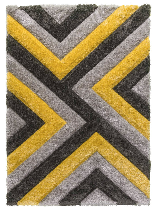 Luxus Cascade - 3D Shaggy Rug - Grey/Yellow