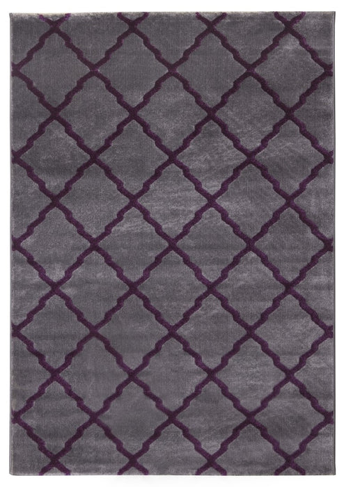 Toscana Lattice Geometric Rug - Grey & Purple