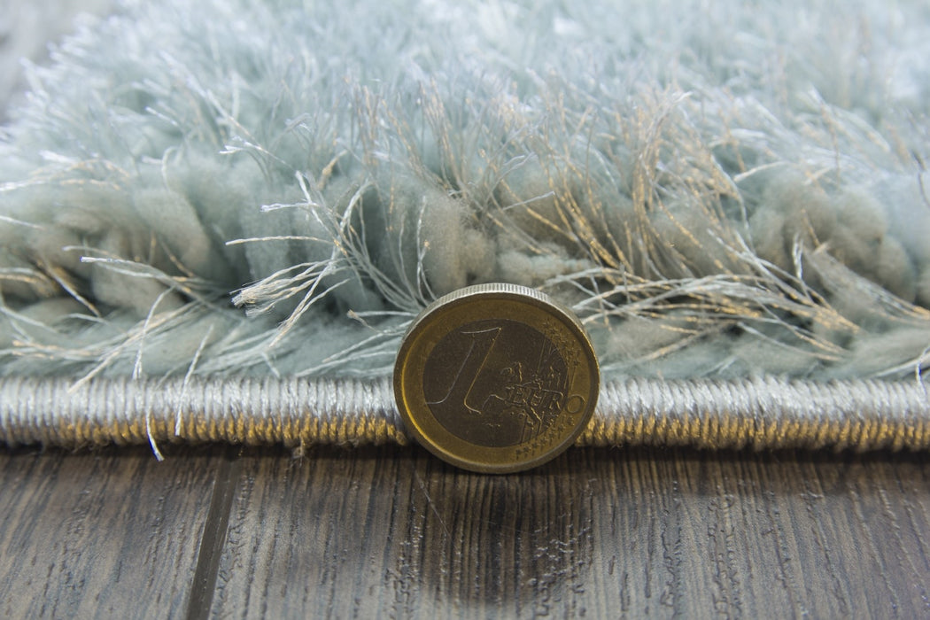 Luxus Ripples - 3D Shaggy Rug - Duck Egg / Grey