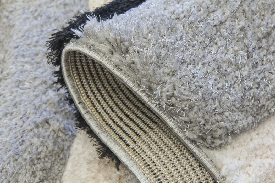 Luxus Ripples - 3D Shaggy Rug - Grey / Cream