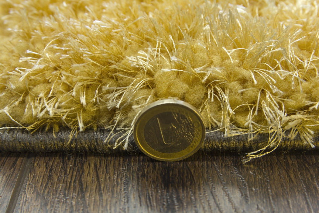 Luxus Ripples - 3D Shaggy Rug - Yellow / Cream