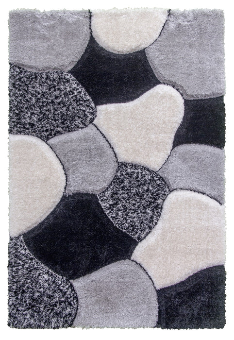 Luxus Stones - 3D Shaggy Rug - Multi Grey