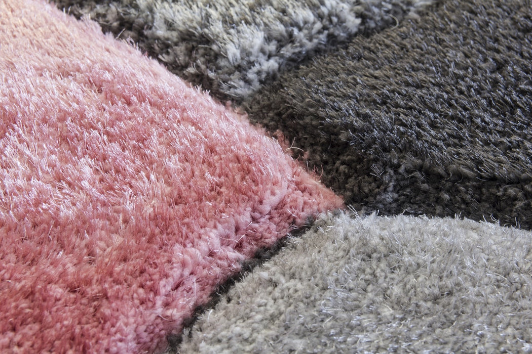 Luxus Stones - 3D Shaggy Rug - Multi Pink