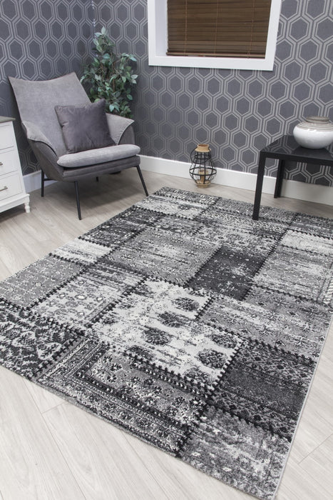 Grey Patchwork Rug - Antika