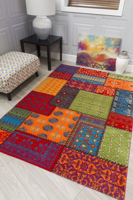 Multicoloured Patchwork Rug