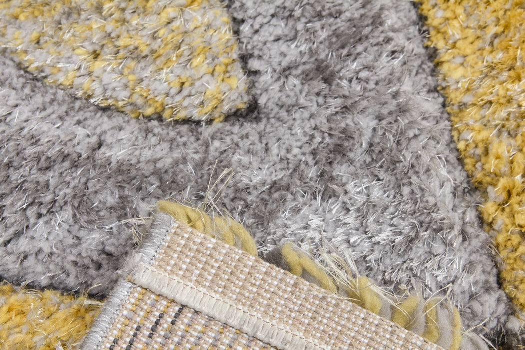 Luxus Teardrop - 3D Shaggy Rug - Grey/Yellow